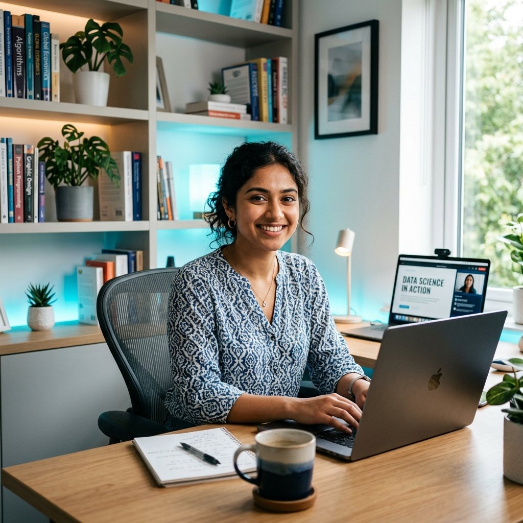 Pakistani student studying online